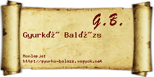 Gyurkó Balázs névjegykártya